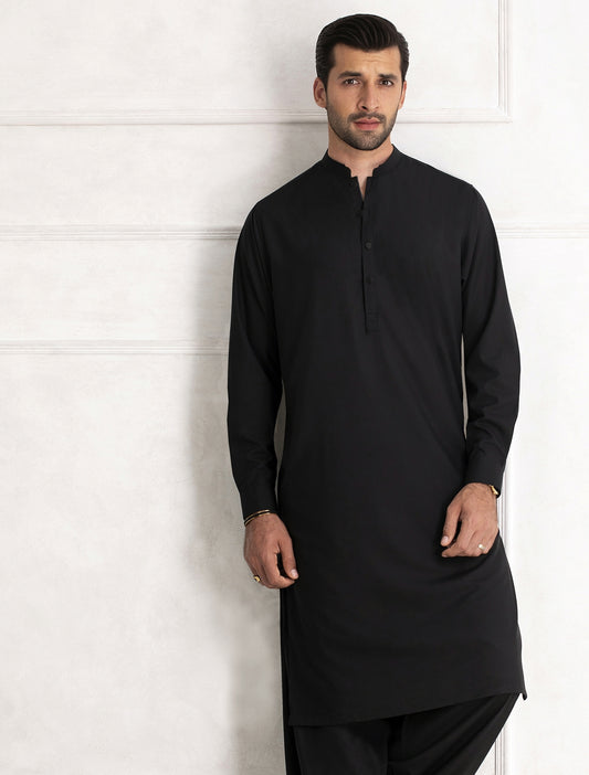 BLACK MANDARIN COLLAR - CLASSIC KAMEEZ SHALWAR