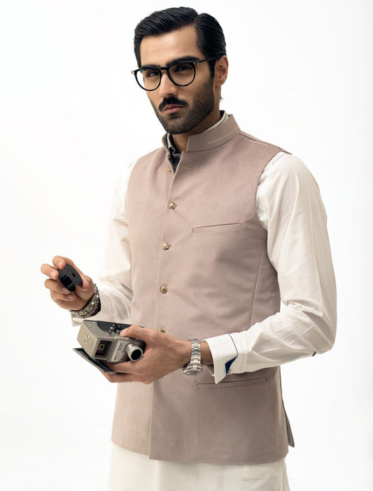 BEIGE SUEDE WAISTCOAT
