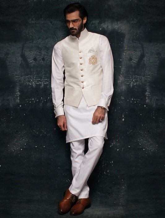 OFFWHITE RAWSILK WAISTCOAT