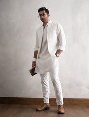 WHITE LINEN REVIT WAISTCOAT