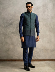 DARK TORQUISE EMBROIDERED WAISTCOAT