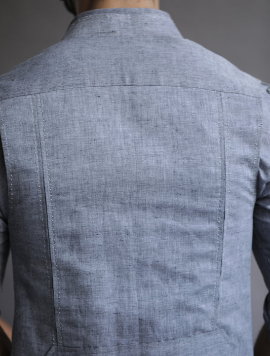 MEDIUM GREY-LINEN WAISTCOAT