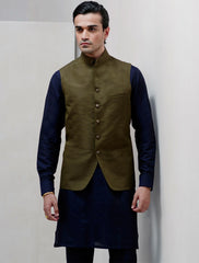 GREEN HAND STITCHED WAISTCOAT