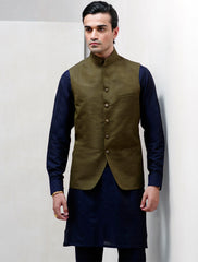 GREEN HAND STITCHED WAISTCOAT