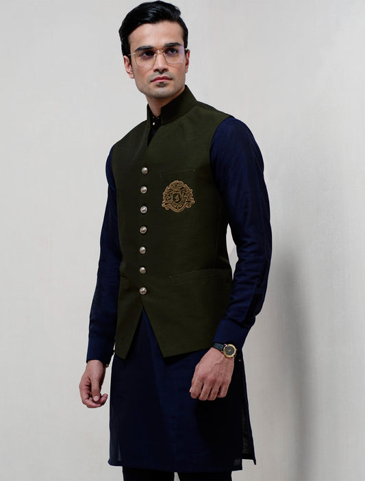 GREEN MONOGRAM WAISTCOAT