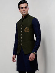 GREEN MONOGRAM WAISTCOAT