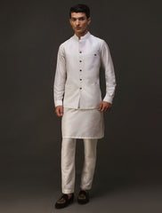 OFFWHITE WAISTCOAT WITH FRONT MONOGRAM PLATE