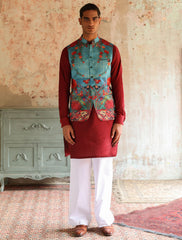 MULTI COLOR FLORAL PRINTED WAISTCOAT