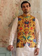 MULTI COLOR FLORAL PRINTED WAISTCOAT