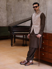 BEIGE LINEN WAISTCOAT