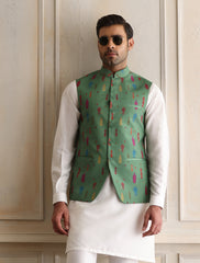 GREEN DIGITAL PRINT WAISTCOAT