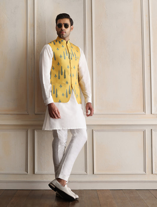 YELLOW DIGITAL PRINT WAISTCOAT