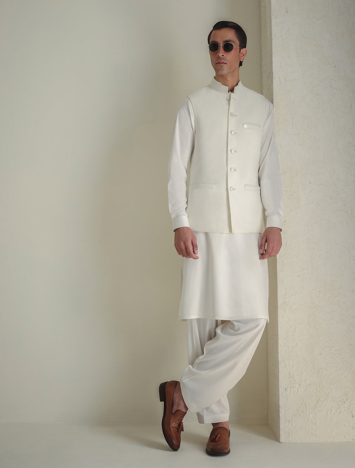 OFF WHITE WAISTCOAT Ismail Farid Pakistan
