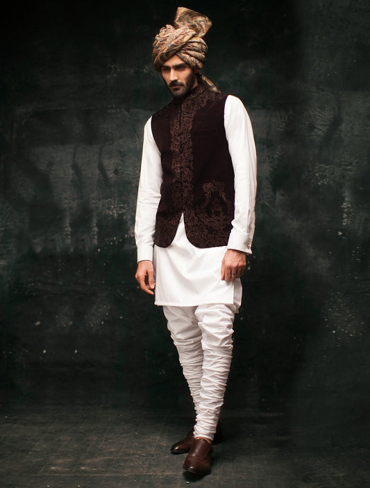 DEEP MAROON VELVET WAISTCOAT